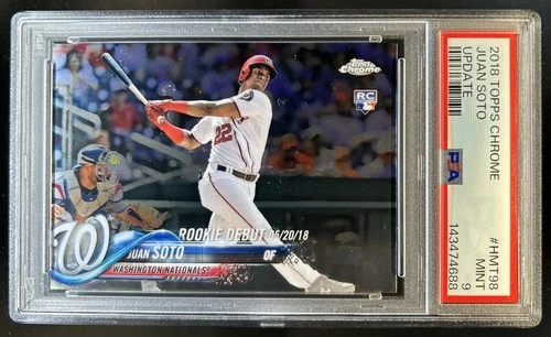 2018 Topps Chrome Update Juan Soto Rookie RC #HMT98 Nationals PSA 9