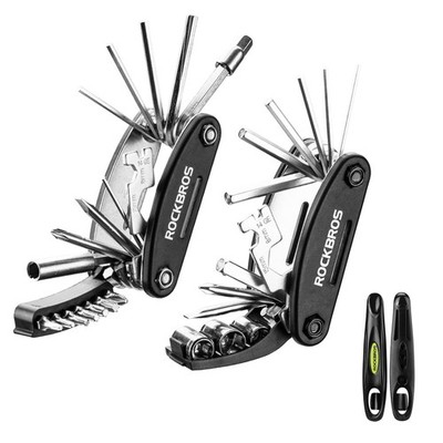 ROCKBROS 16 In 1 Multi-Function Bike Tool Kit - Portable Foldable Black