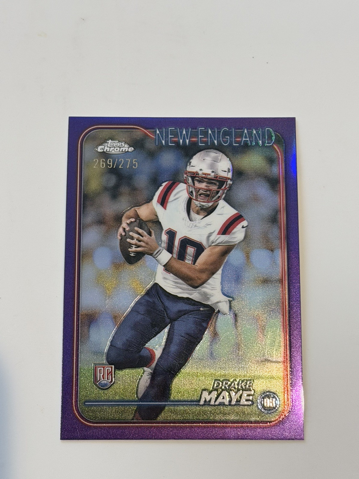 2024 Topps Chrome - Rookies Drake Maye #203 Purple Refractor /275 (RC)