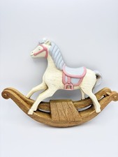Vintage Pink Blue Burwood 1988 Wall Hanging Rocking Horse Decor USA