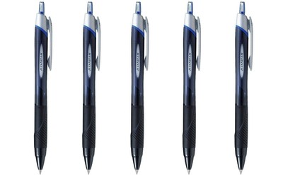 Uni Ball Jetstream Extra Fine Rollerball Pens 0.38mm Blue Ink Pack of 5