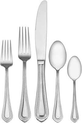 Regent Bead 65-Piece Flatware Set for 12, 18/10 Stainless Steel Silverware with
