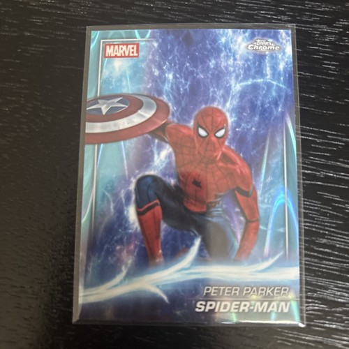 2025 Topps Chrome Marvel Studios Spider-Man #61 Blue Wave Refractor Civil War