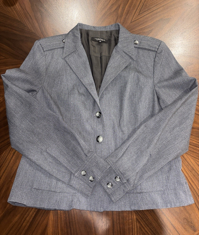 Vintage TAIGA 80s/90s Women's Gray Lined Button-Front Collared Jacket Size 12