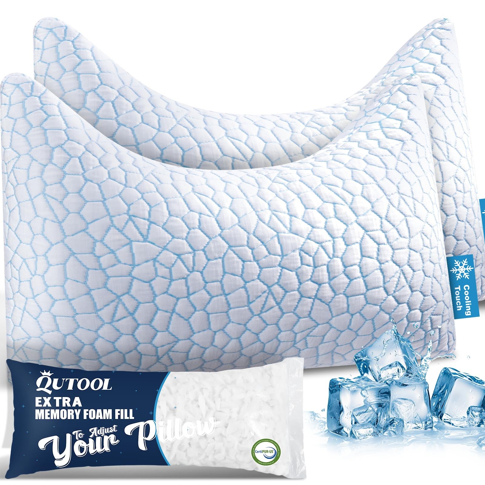 Double Sided Cooling Pillow for Side and Back Sleepers,Adjustable Soft & Firm...