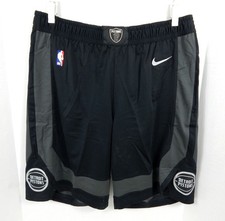 2018-19 Detroit Pistons Game Issued Black Shorts Motor City Ed Nike 42+2 78S