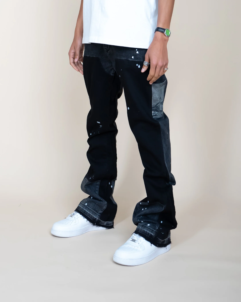 HOTNATE Pocket Flared Black Paint Streetwear Jeans - 30 | eBay HOTNATE Pocket Flared Black Paint Streetwear Jeans - 30 | eBay