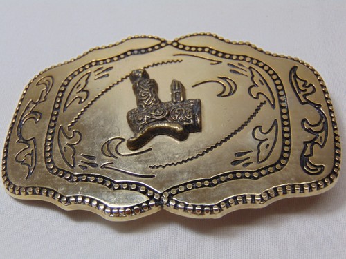 Fibbia per cintura cowboy western vintage con sella Rockabilly - Foto 2 di 3
