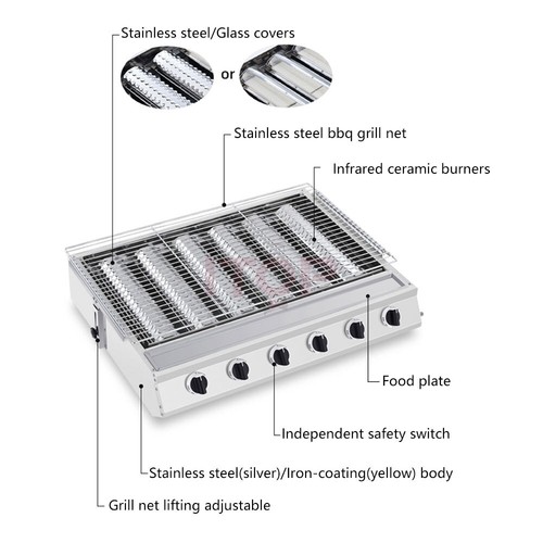 6Burners LPG Gas BBQ Grill Outdoor Barbeque Cooker Fit For Picnic Family Party - Picture 4 of 6