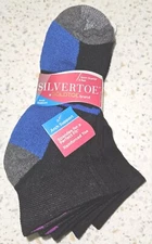 3 Pair SilverToe By Gold Toe Women's Sport Quarter Socks Size 6-9 Black Blue NEW