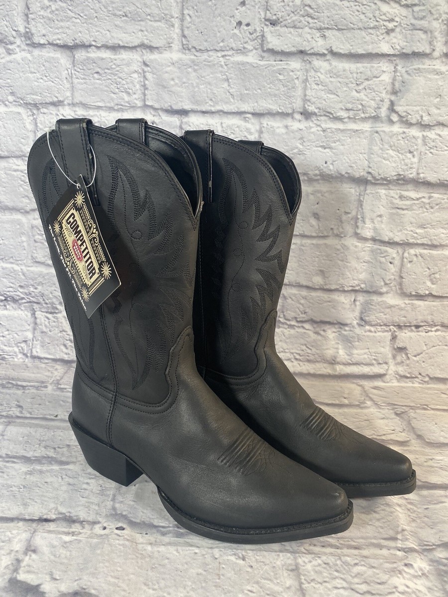 WOMENS NOCONA COMPETITOR COWBOY BLACK BOOTS SIZE 6.5 B New Old