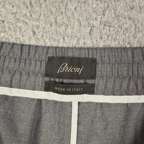 Brioni Pants Mens 38x25 Gray Pleated Wool Sydney Pull On Drawstring Trousers - Picture 4 of 13