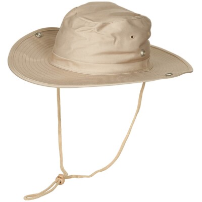 MFH Hut Buschhut Rangerhut Safarihut mit Kinnband Hutkrempe khaki Gr. 55 - 61