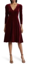 NWT Eliza J Merlot Burgundy Velvet Midi Dress $148 Sz 10