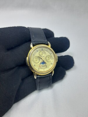 RARE CITIZEN 4330-432215 QUARTZ WATCH TRIPLE DAY & DATE MOONPHASE