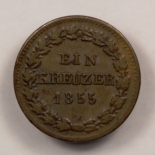 1855 German States Duchy of Nassau Ein Kreuzer - KM 67 - SKU-F3593 - Picture 3 of 4