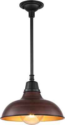 JONATHAN Y Jasper 12.25 in. 1-Light Black Farmhouse Industrial Iron LED Pendant