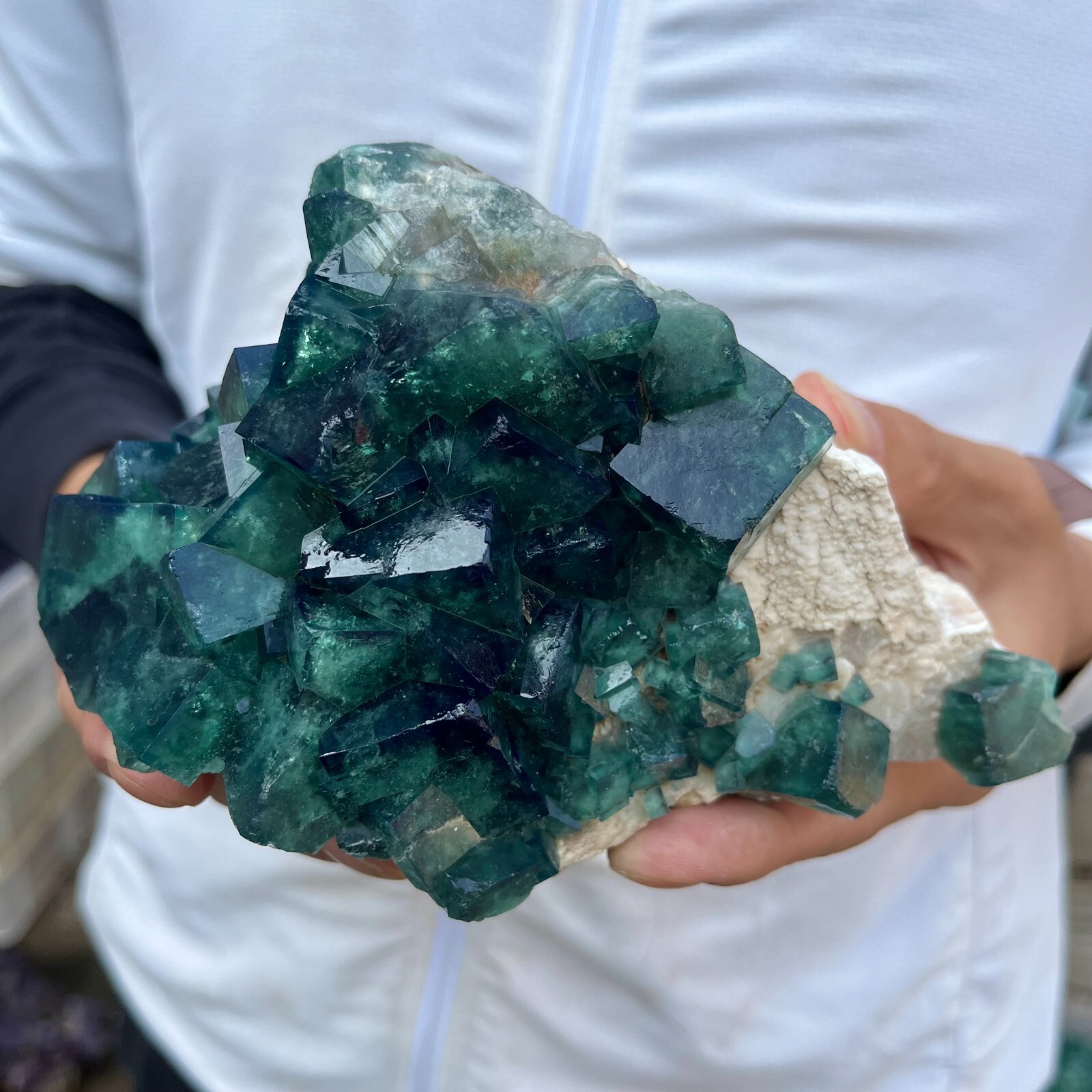4.7lb Natural Green Fluorite Cube Quartz Crystal Cluster Mineral Specimen