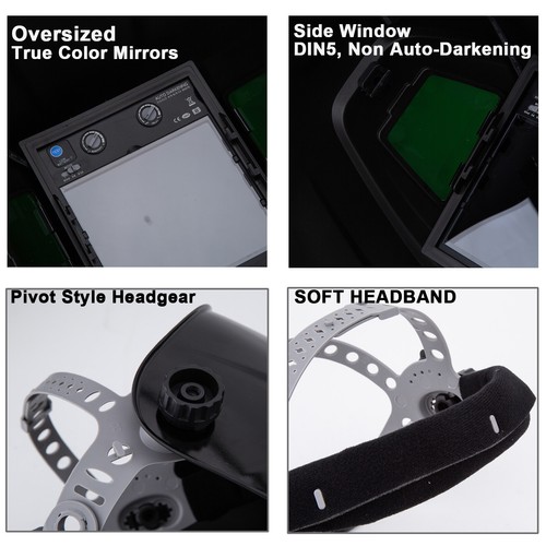 Pro True Color Solar Auto Darkening Welding Helmet with Side View Arc Tig Mig US - Picture 9 of 13