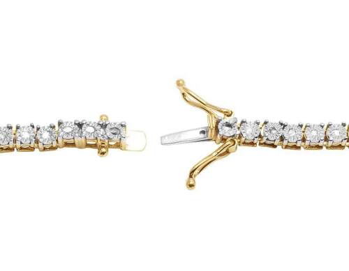 Single Row Illusion Set 1.25 CT Diamond Tennis Chain Necklace Yellow/White Go... - Picture 6 of 6