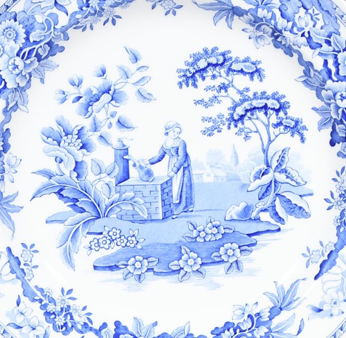 Spode Blue Room Dinner Plate Girl At The Well 10 1/2" - Picture 2 of 5