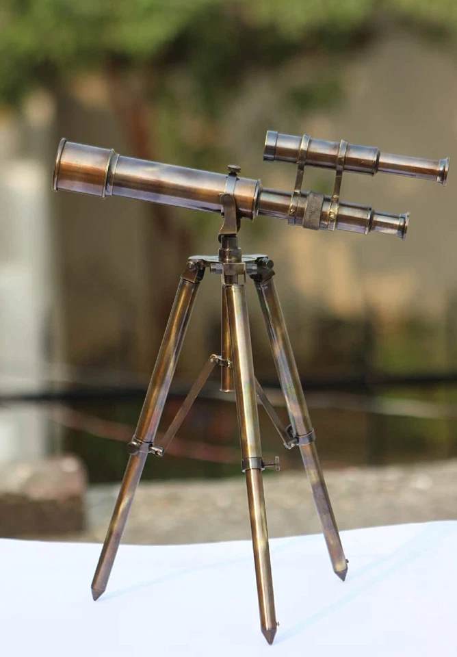 Handmade Double Barrel Telescope with Tripod Stand Brass Working Telescope - Image 4 of 4