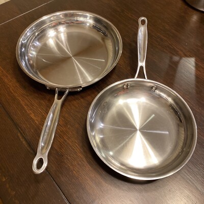 2 Cuisinart Chefs Classic Skillet Frying Pans Stainless 10'' 722-24 & 8'' 722-20