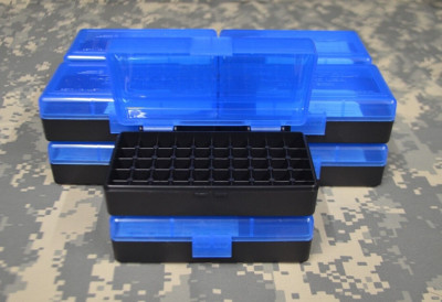 10 x BERRY'S PLASTIC STORAGE AMMO BOX BLUE COLOR 9MM / 380 ACP 50 rd