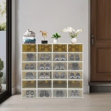 24 Pack Shoe Boxes, Shoe Storage Box, Stackable Shoe Boxes, Shoe Storage Rack