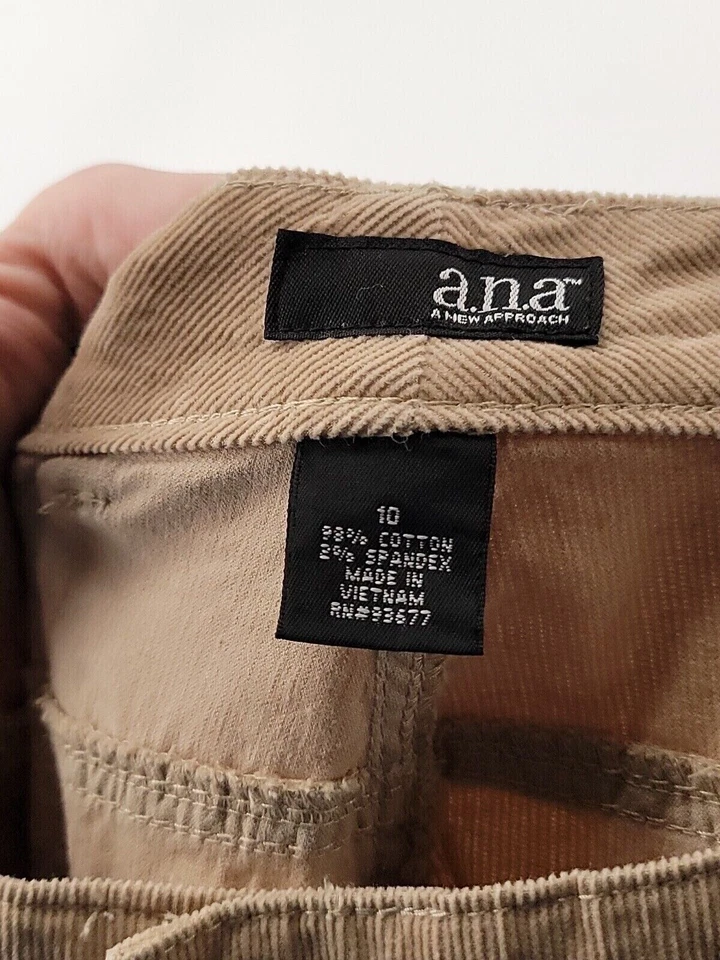Женские вельветовые брюки A.N.A. взрослый размер 10 34x32 бежевый современный крой хлопковая смесь - Изображение 3 из 4