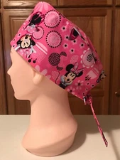 Scrub or Chef Hat Medical Nursing Chemo Skull Cap MM Cotton Fabric Pink 
