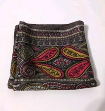 Brown Paisley Square Scarf Handrolled Medium Autumn Fall