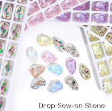 High end Mocha Teardrop Flatback Glass Rhinestone Sew On Crystal Jewels Beads