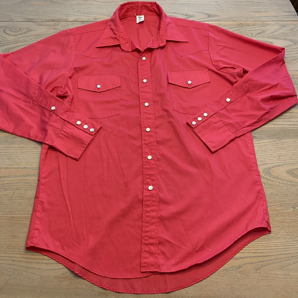 Camisa De Colección Malco Modes San Fran Western Pearl Snap Rosa Profundo Hombres 16.5 34 Hecha en EE. UU. Foto 3 de 4