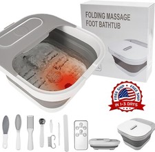 Ba era de hidromasaje plegable para pies con calor y rodillos de masaje US NUEVO