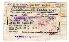 1935 Terryville CT - NY 4th Class COD Parcel Post 4th Bureau Issues REVERSE