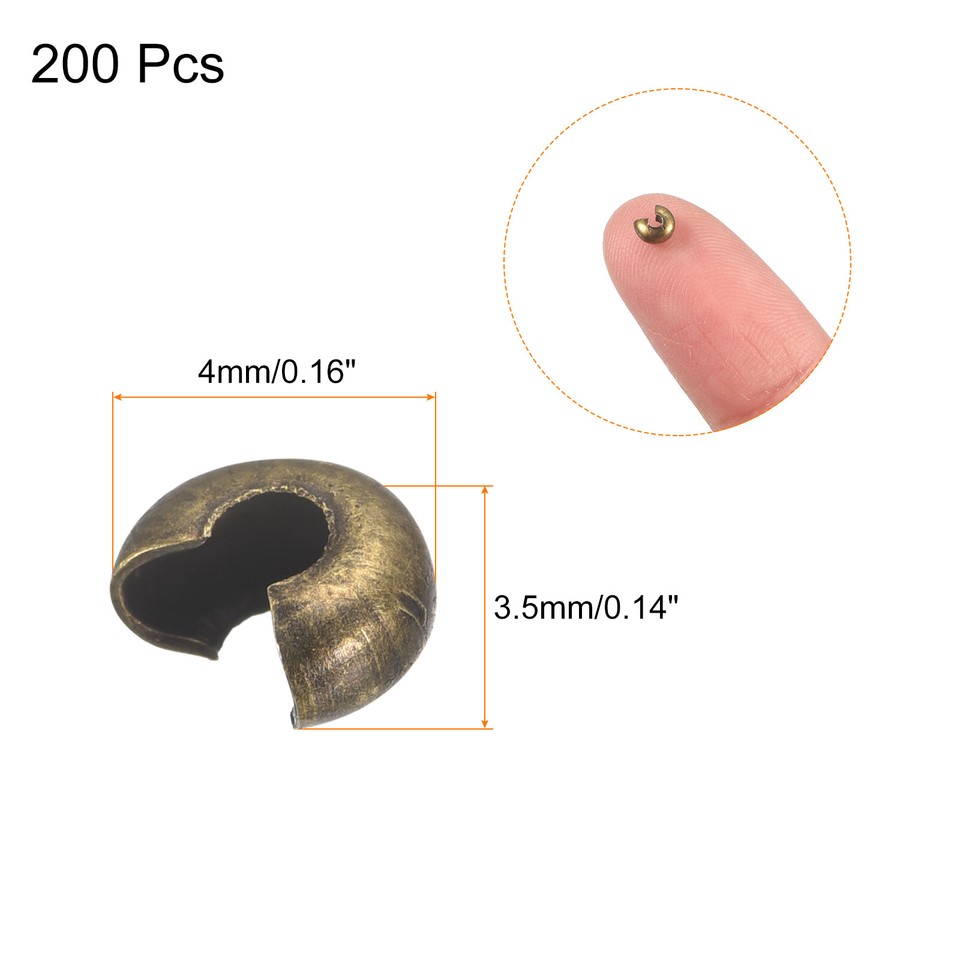 SUNNYCLUE Crimp Perlen Abdeckungen – 120 Stück, Edelstahl Gold/Silber, Für Schmuckherstellung, DIY