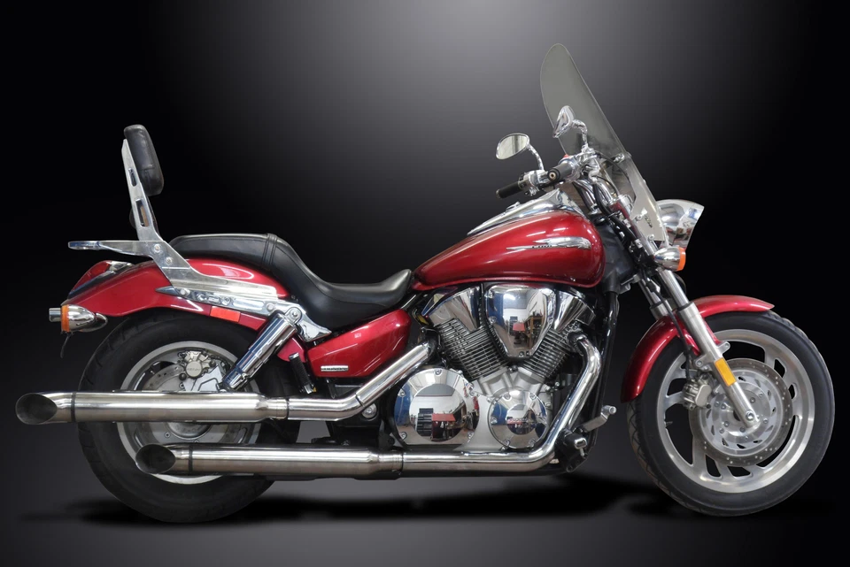 Silenciadores de escape Honda VTX1300 C/T/R 2004-2009 21" curvos de acero inoxidable Cruiser Foto 4 de 4