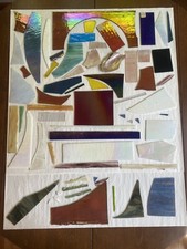 Vintage Stained Glass Pieces IRIDESCENT Mosaic Pieces Scraps Various Textures