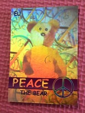Ty Beanie Babies Trading Card EU Peace The Bear Hologram, Series 2 Blue