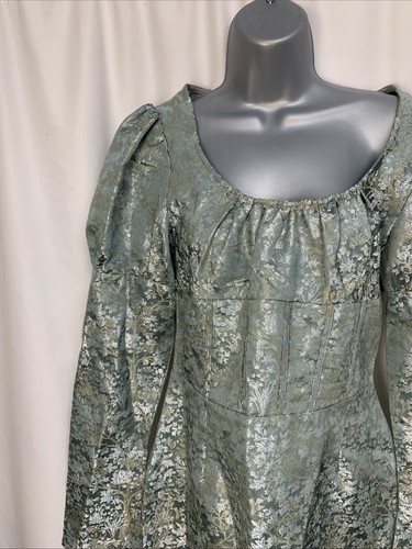 Jacquard dress Long Sleeve Occasion Party Puff Sleeve Bodycon uk10 E3104 - Picture 3 of 13