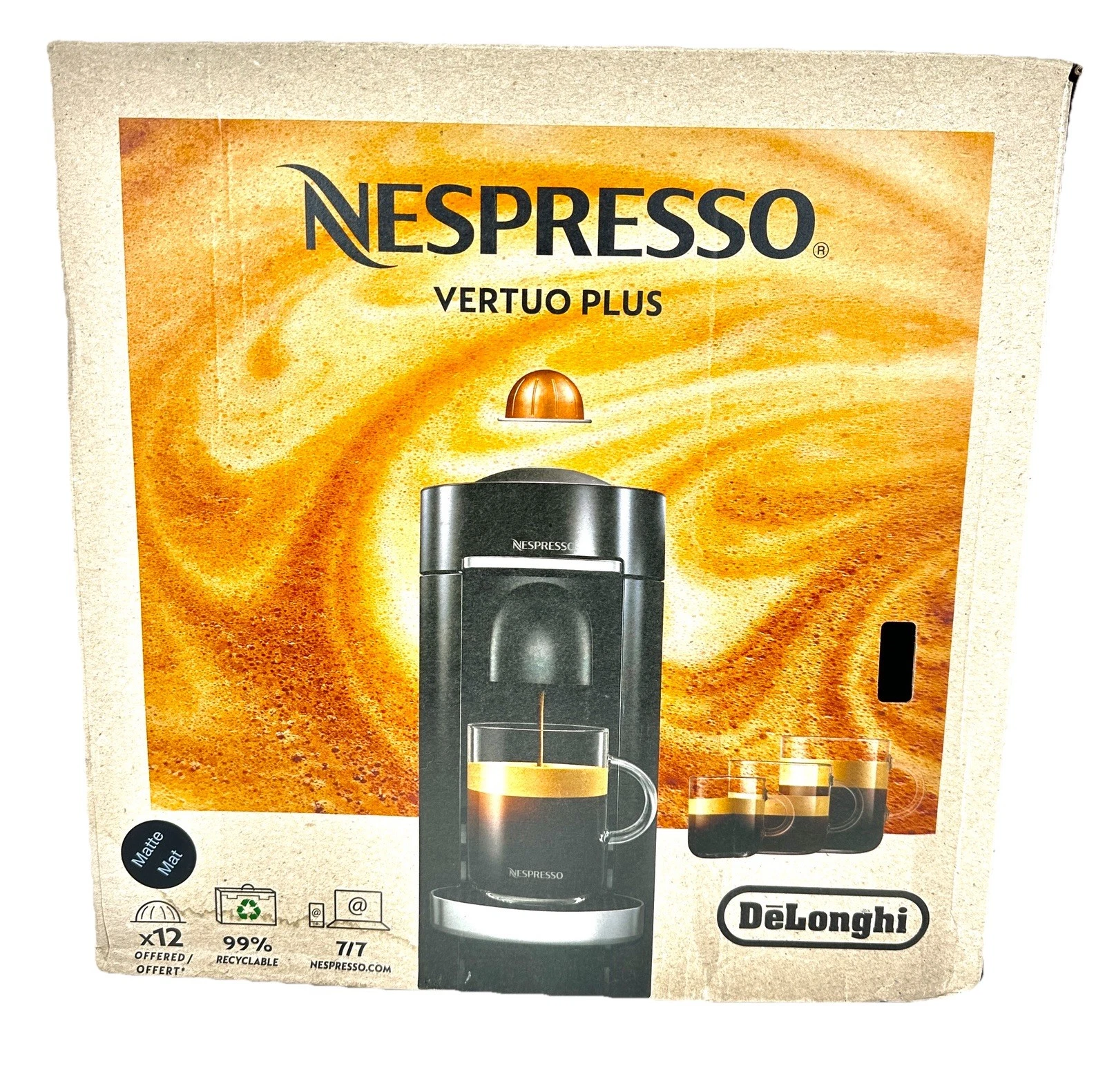 Nespresso VertuoPlus Coffee Espresso Machine Black OPEN BOX NEW