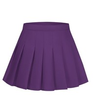 Women's Purple Pleated Skirt Mini Skater Basic Skirts High Waist School Girls...
