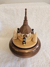 Vintage Erzgebirge Romance Spinning Wooden Music Box Germany Village Works Great