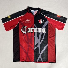Vintage Atlas Jersey Mens Large Red Black Liga MX Soccer Atletica Corona