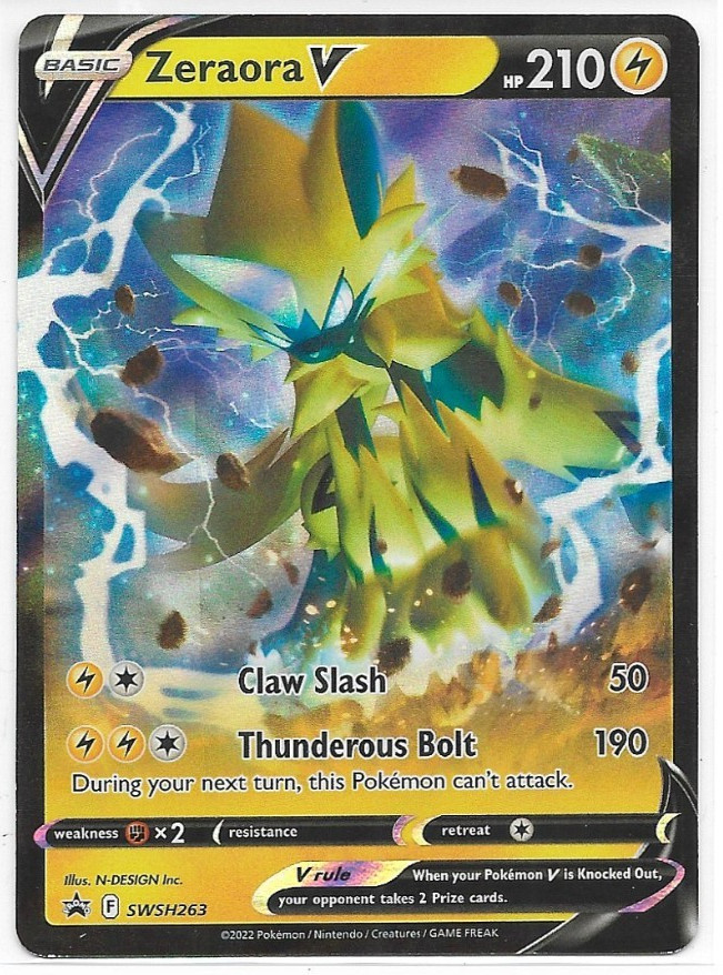 2022 Pokemon, Sword & Shield Promos, #SWSH263 Zeraora V, Holo Black Star Promo