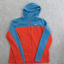 Patagonia Fleece Jacket Kids XL 14 Red Colorblock Hooded Full Zip STY65755FA16