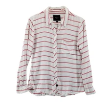 Rails Rosci Button Up Long Sleeve Shirt White With Muted Red Stripes Size Small