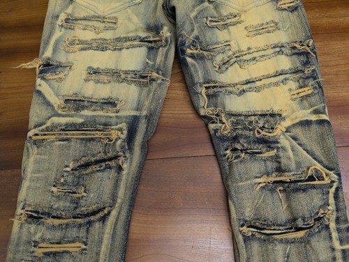 NEW TAKER PREMIUM 29x38 Slim Fit Stretch Ripped Distressed Stacked Flare Jeans - Picture 14 of 17