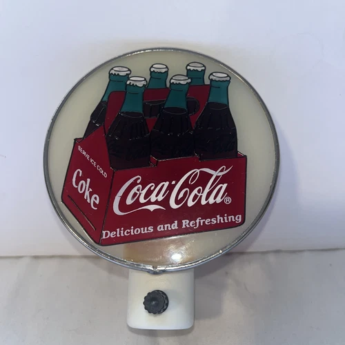 VINTAGE Coca Cola Night Light Sign Tiffany Stain Glass Style 3 5/8” Diameter